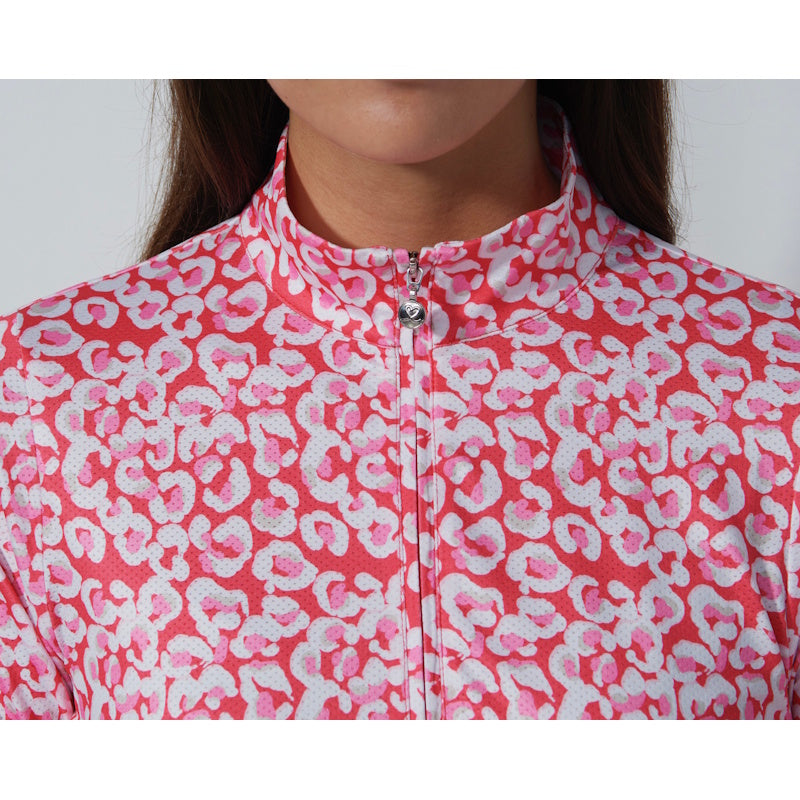 Ladies SHEERMOTION Long Sleeve Leo Coral Print Golf Shirt 1000453:178