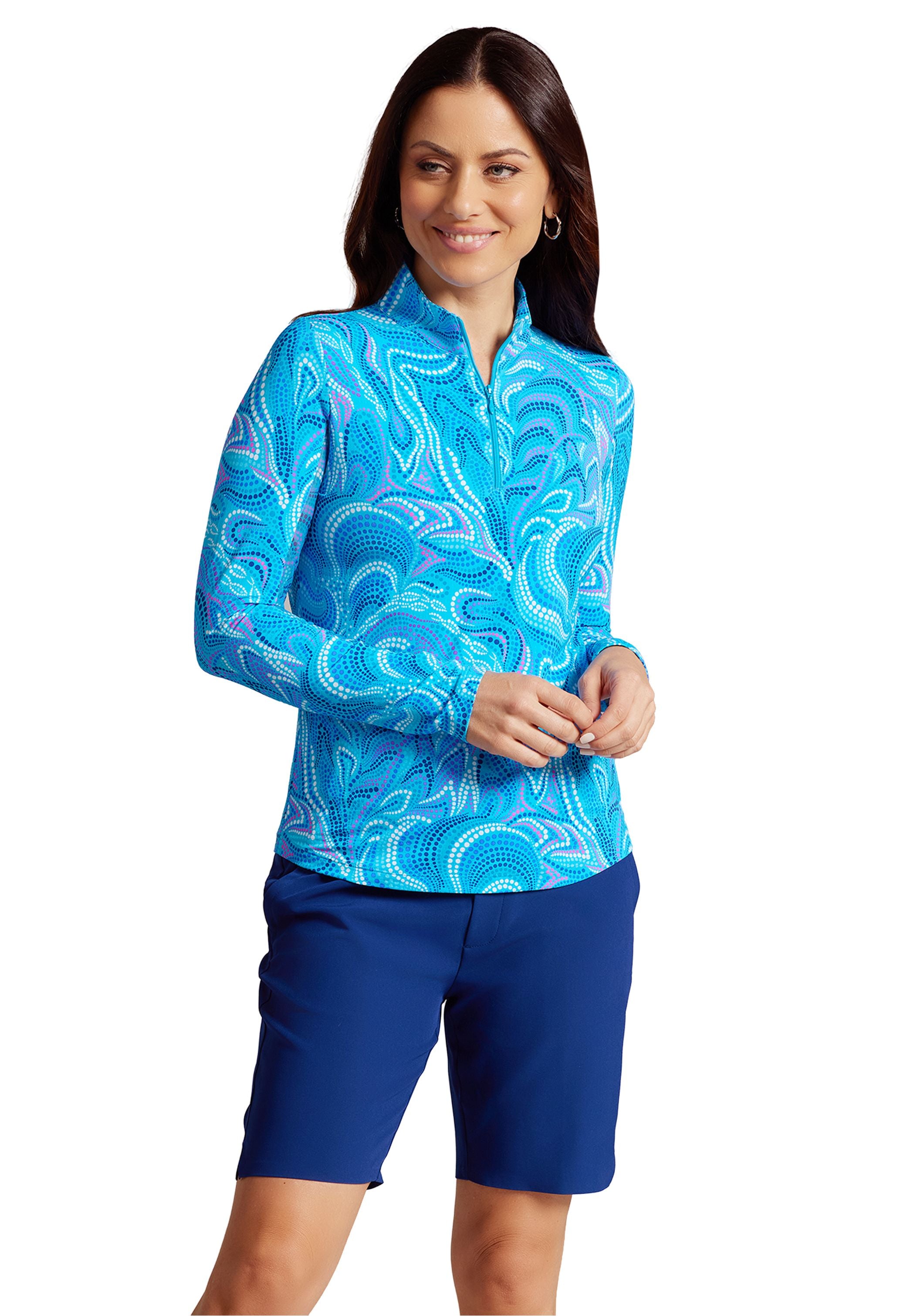 Rebecca Print Long Sleeve Mock Neck Top - 10087
