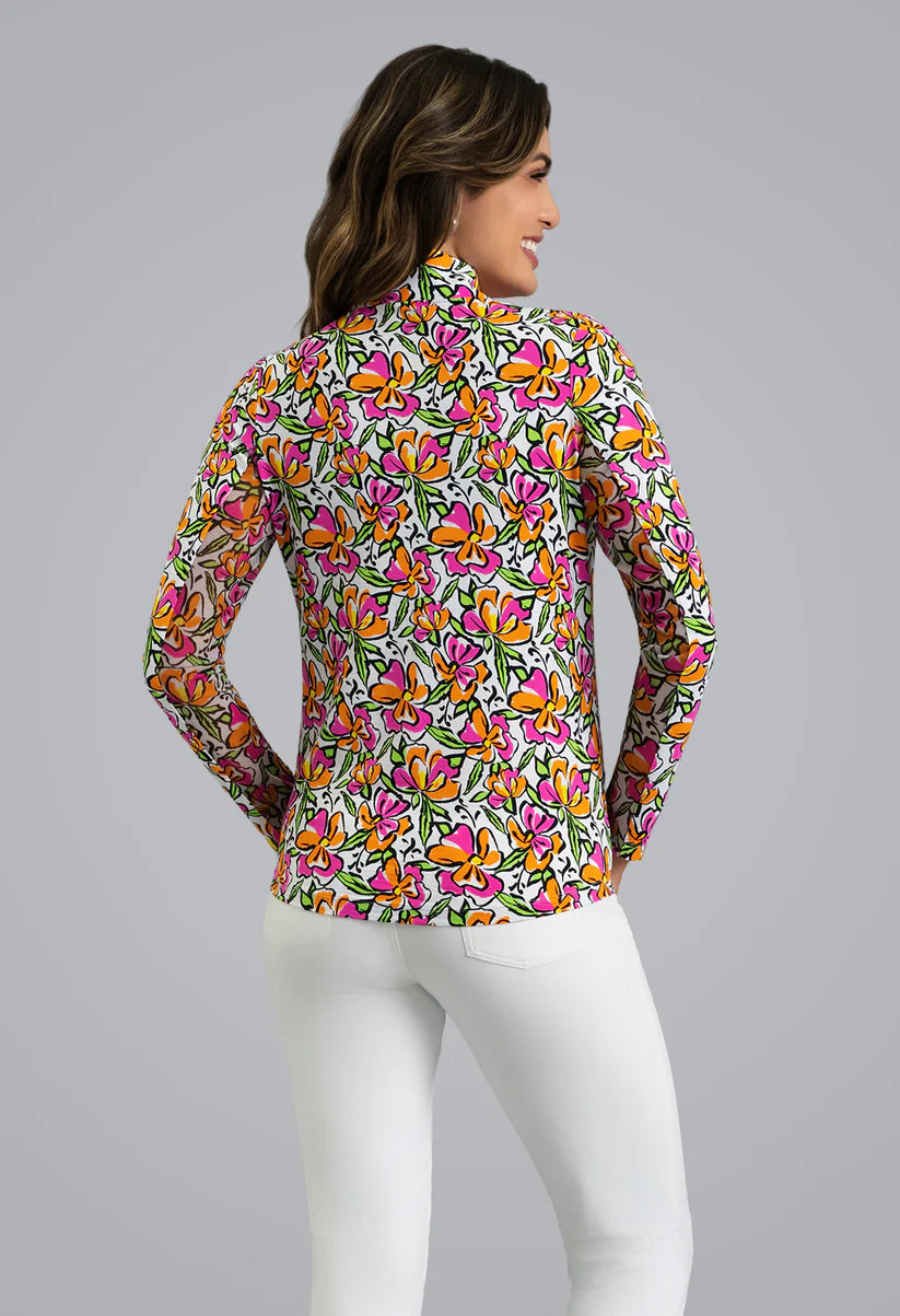 Sonia Long Sleeve Zip Mock Neck Top 10245