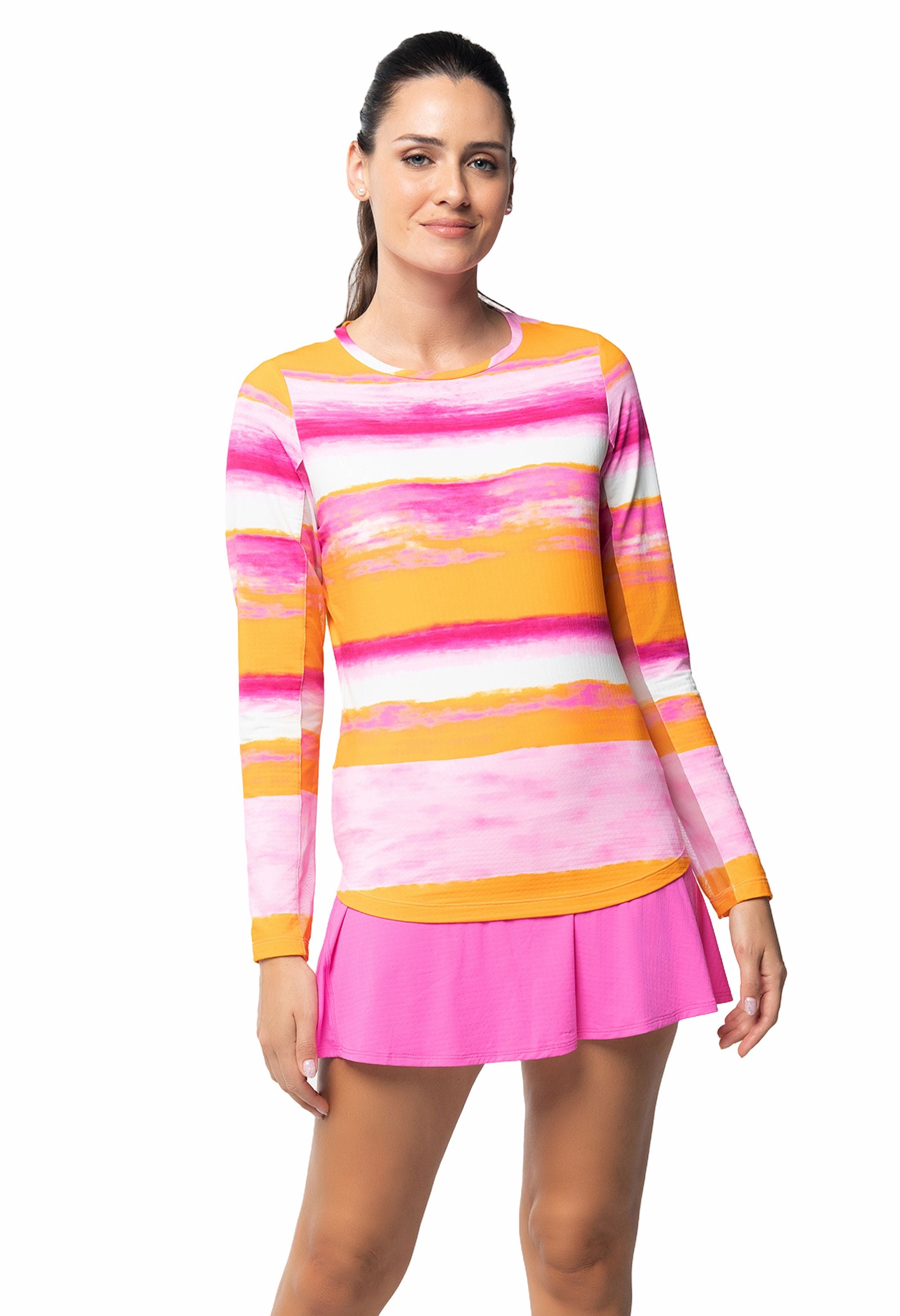 Amy Print Long Sleeve Crew Neck Top - 12088