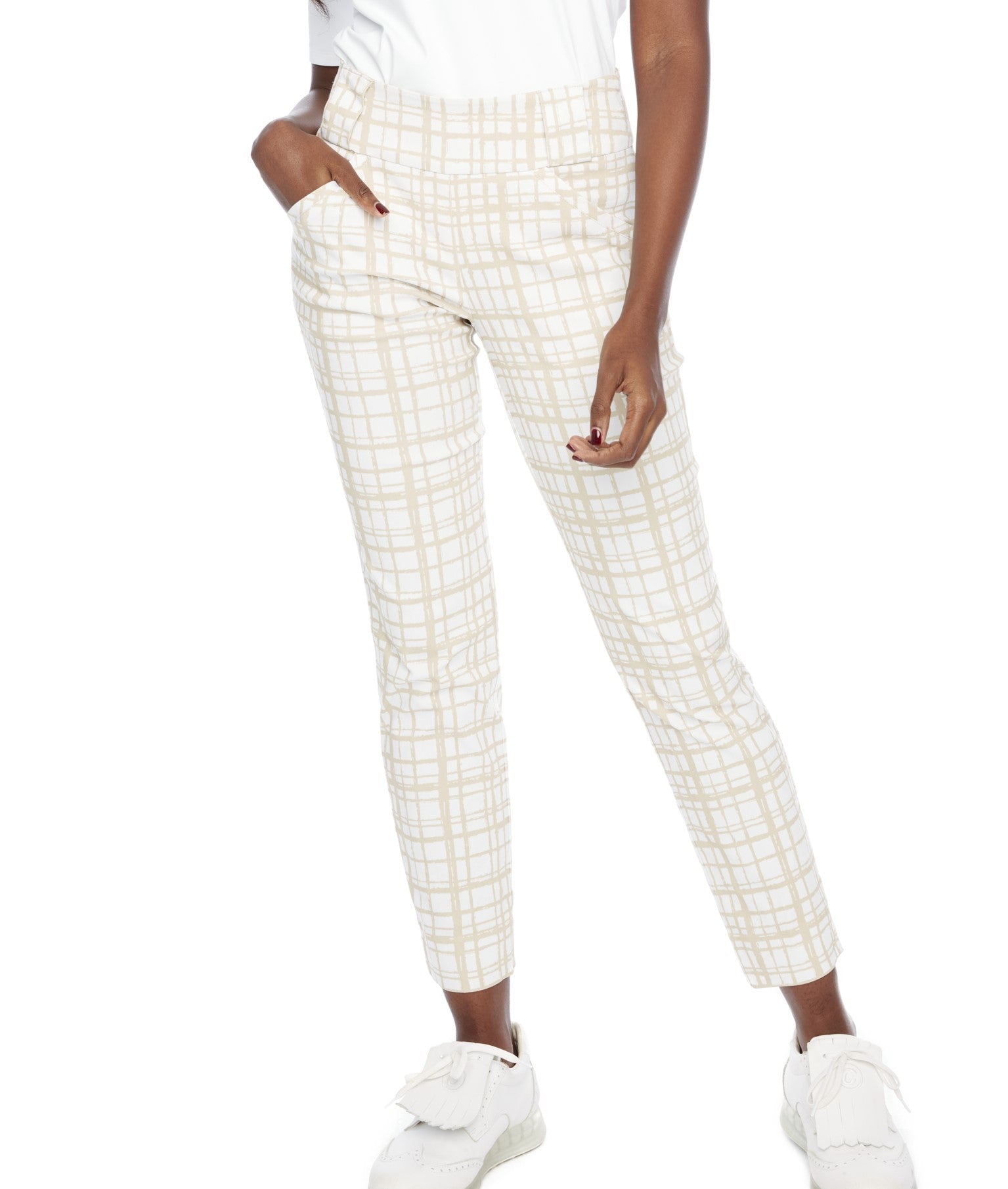 Techno Desert Plaid Vented Button-Tab Ankle Pant-4201