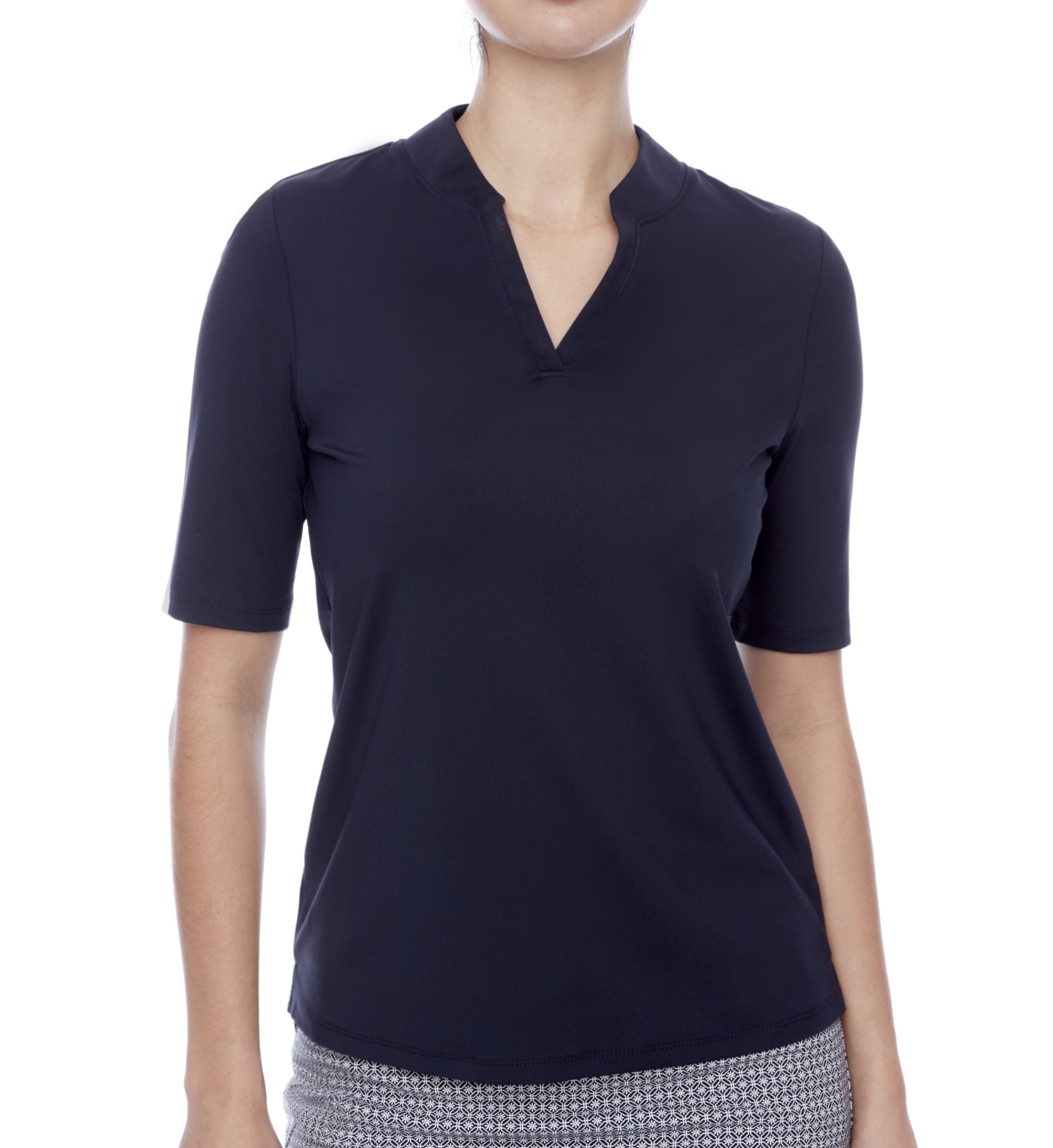 Velocity Solid Elbow Sleeve V-Neck Polo-6050