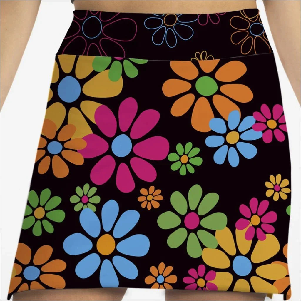 "Night Daisies Black Skort | Women's Skorts for Beach"