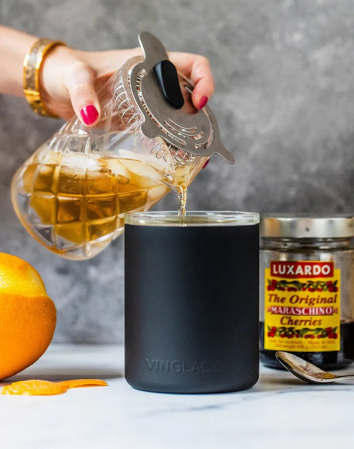 Glass Lined Whiskey Low Ball with Lid