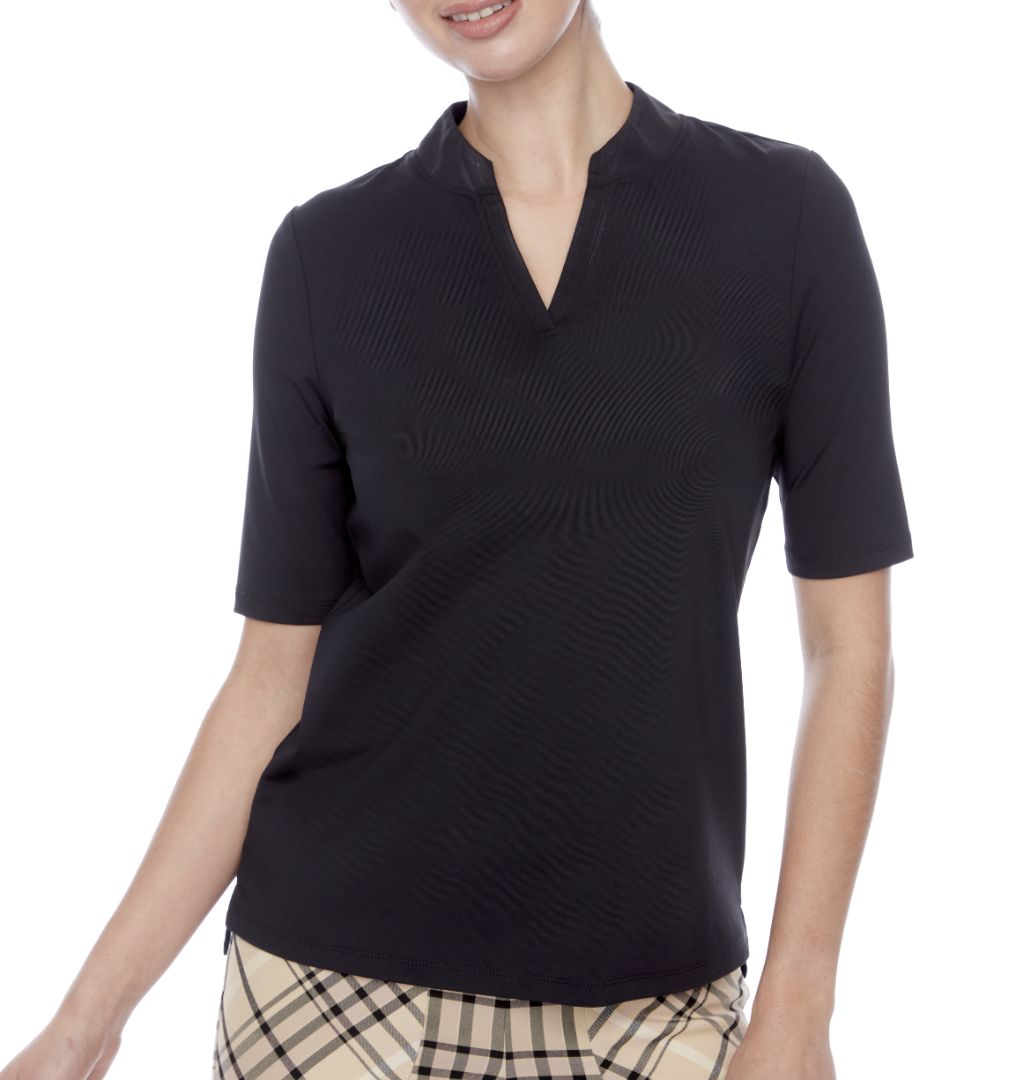 Velocity Solid Elbow Sleeve V-Neck Polo-6050