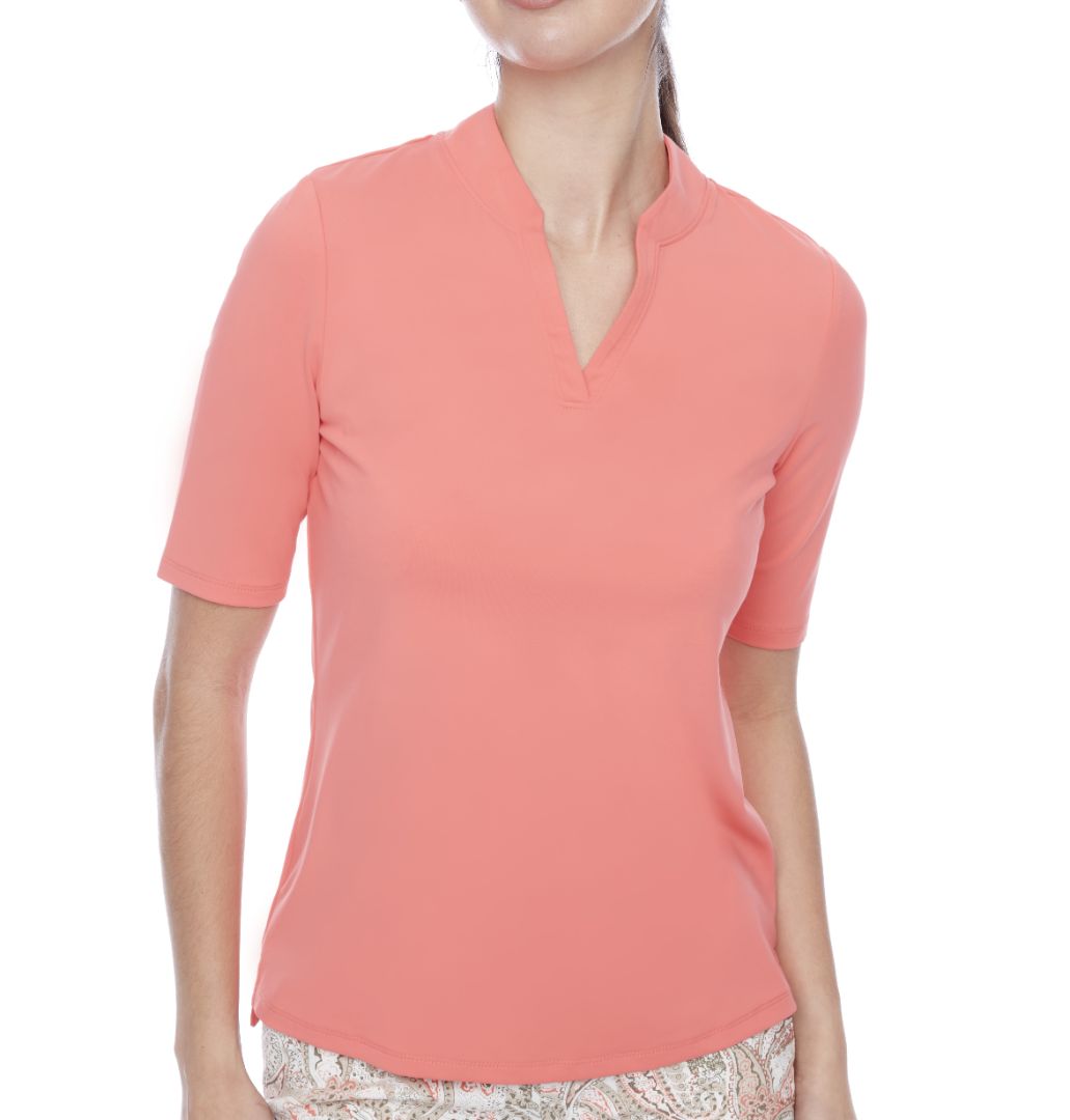 Velocity Solid Elbow Sleeve V-Neck Polo-6050