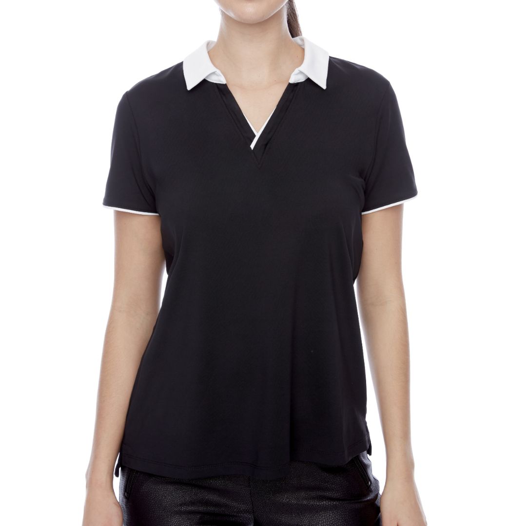 Velocity Contrast Color Short Sleeve V-Neck Polo-6052