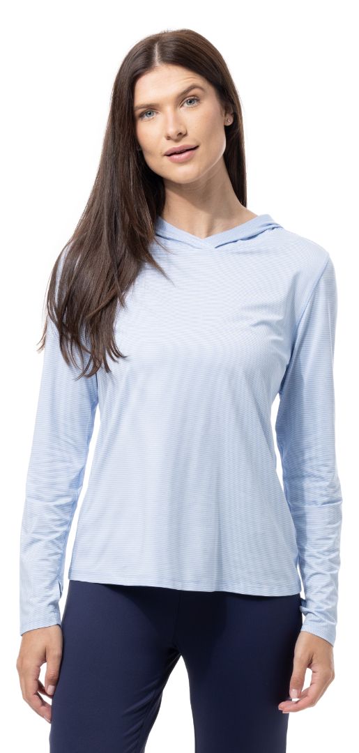 Melange Mini Stripe Long-Sleeve Hoodie
