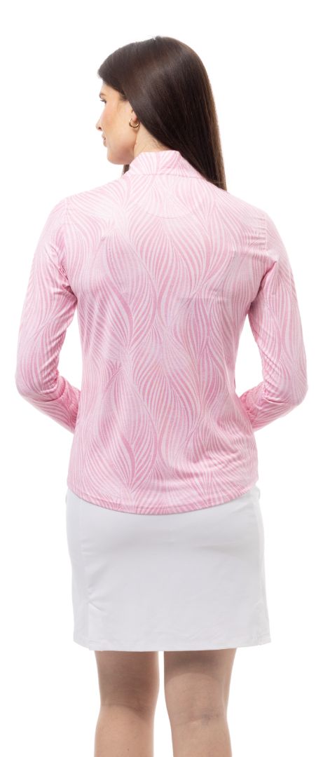Printed Melange Long-Sleeve Mock - Brushstrokes