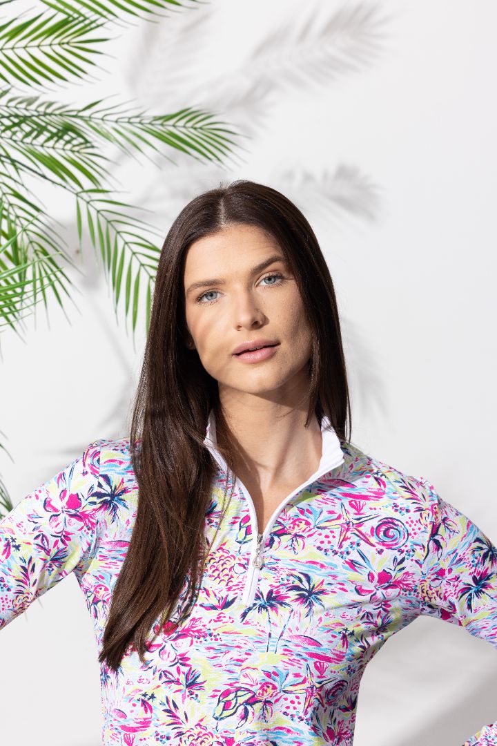 Soltek Lux Long-Sleeve Printed Mock, Key West