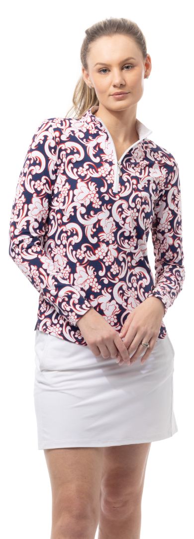 Soltek Lux Long-Sleeve Printed Mock, Paisley Park