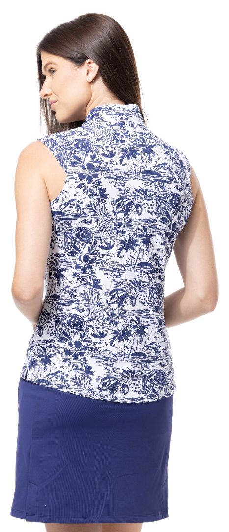 Soltek Lux Sleeveless Printed Mock, Key West Navy