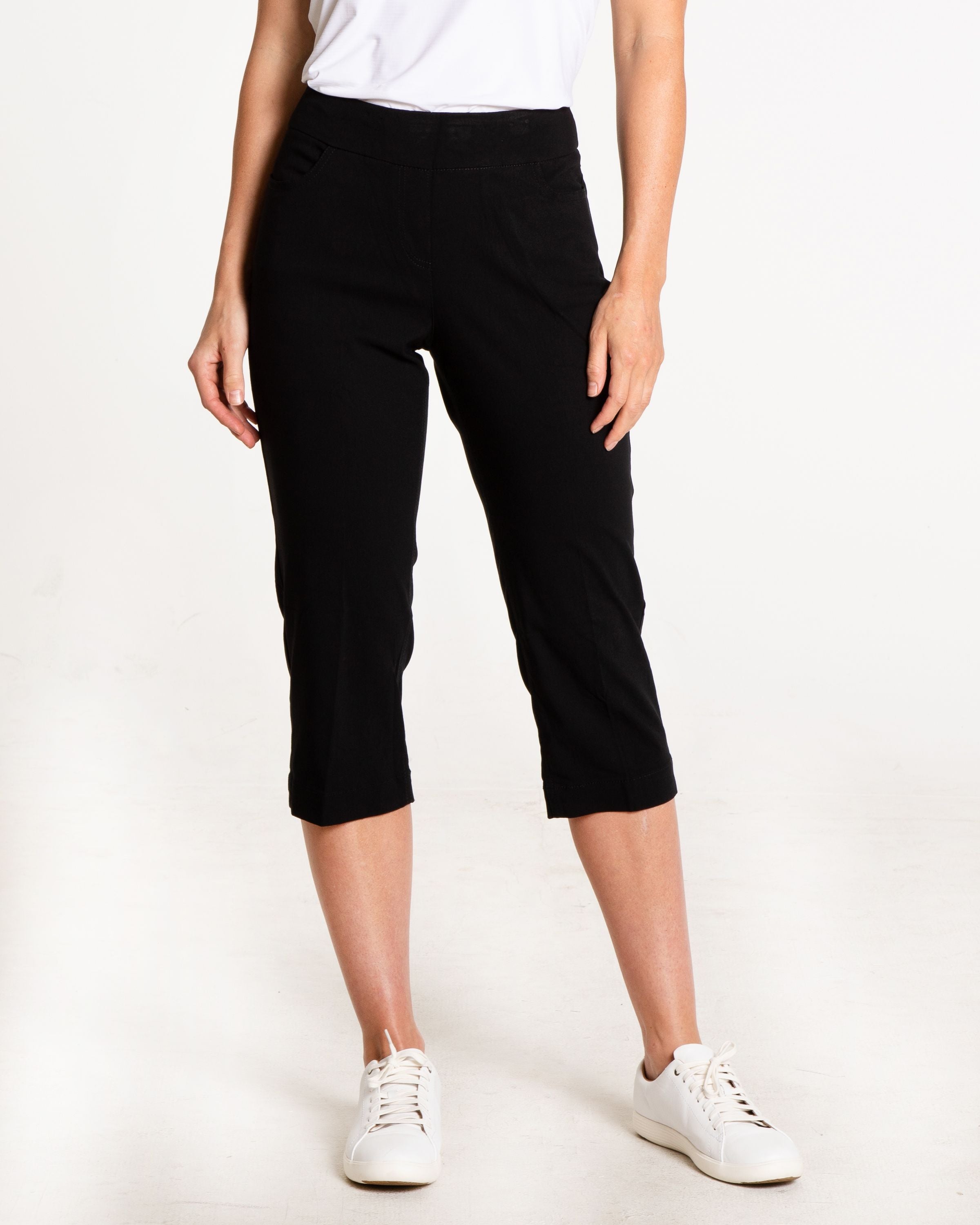 Pull-On Solid Capri Pant w/Pockets - 21" Inseam