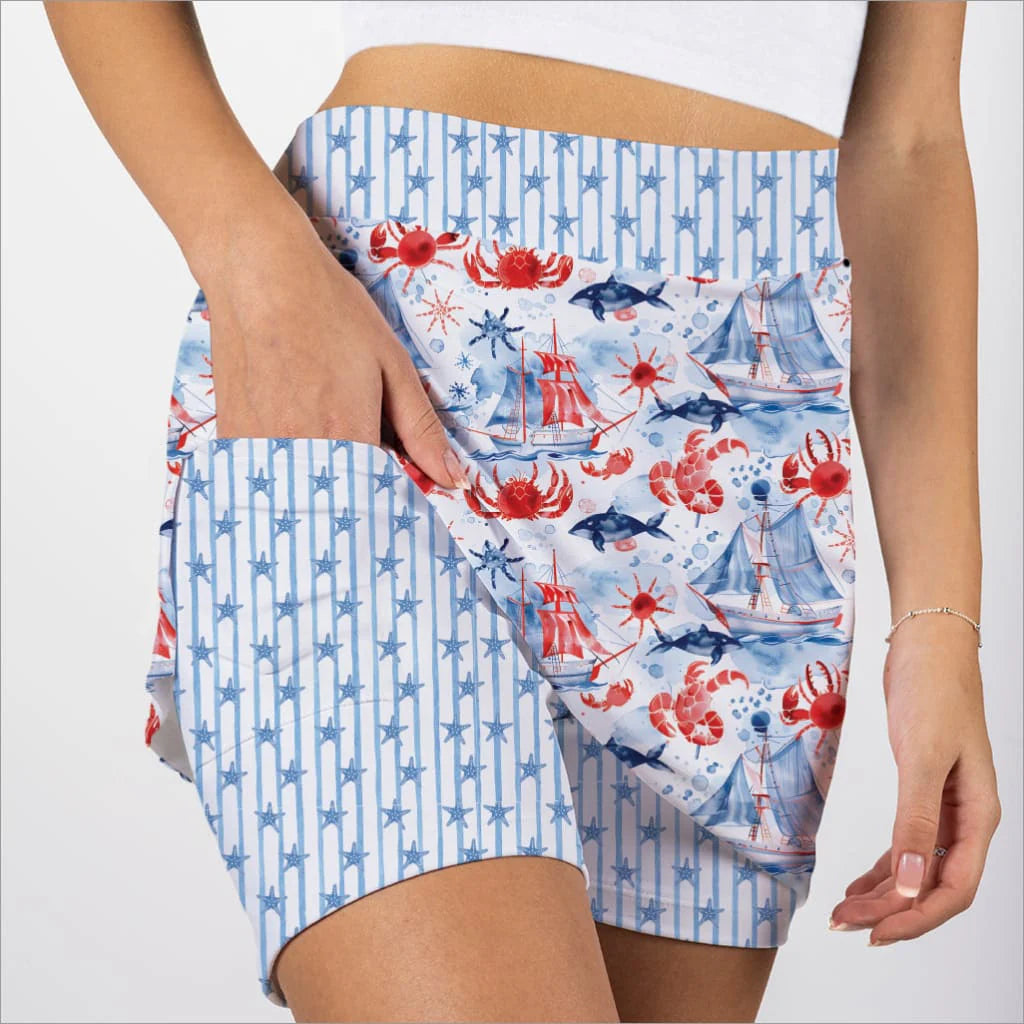 Ahoy Fashion Print Skort