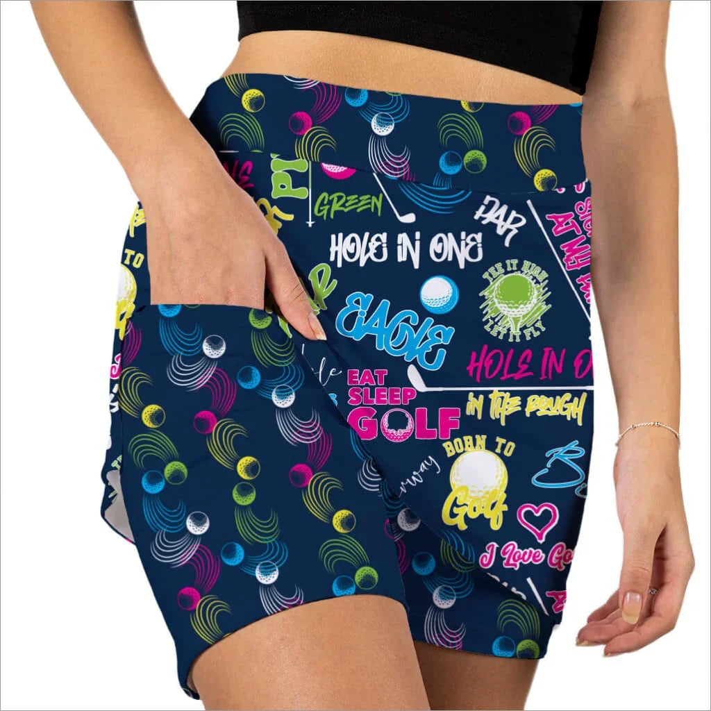 Tee Time Navy Golf Skort
