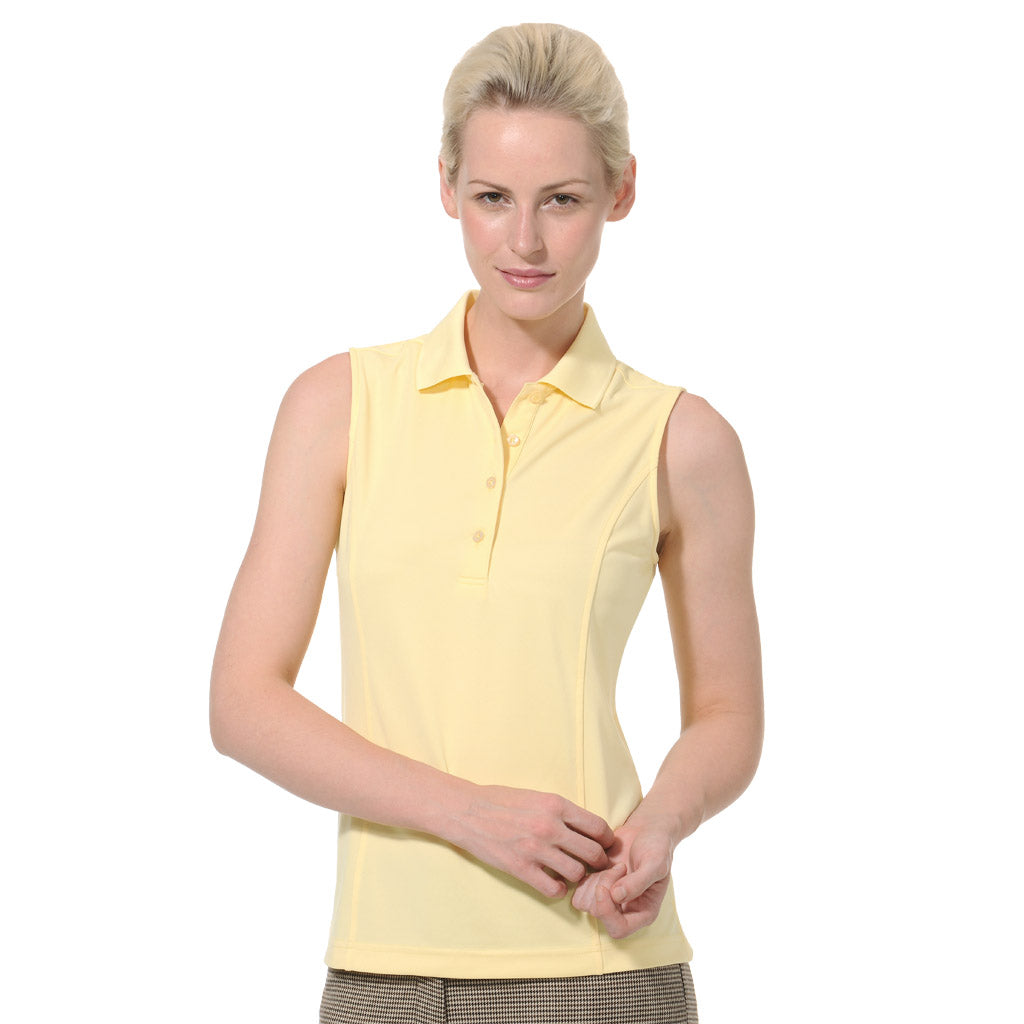 Women's Solid Tailored Sleeveless Polo Shirt - 2672