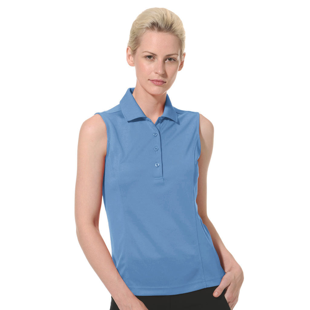 Women's Solid Tailored Sleeveless Polo Shirt - 2672