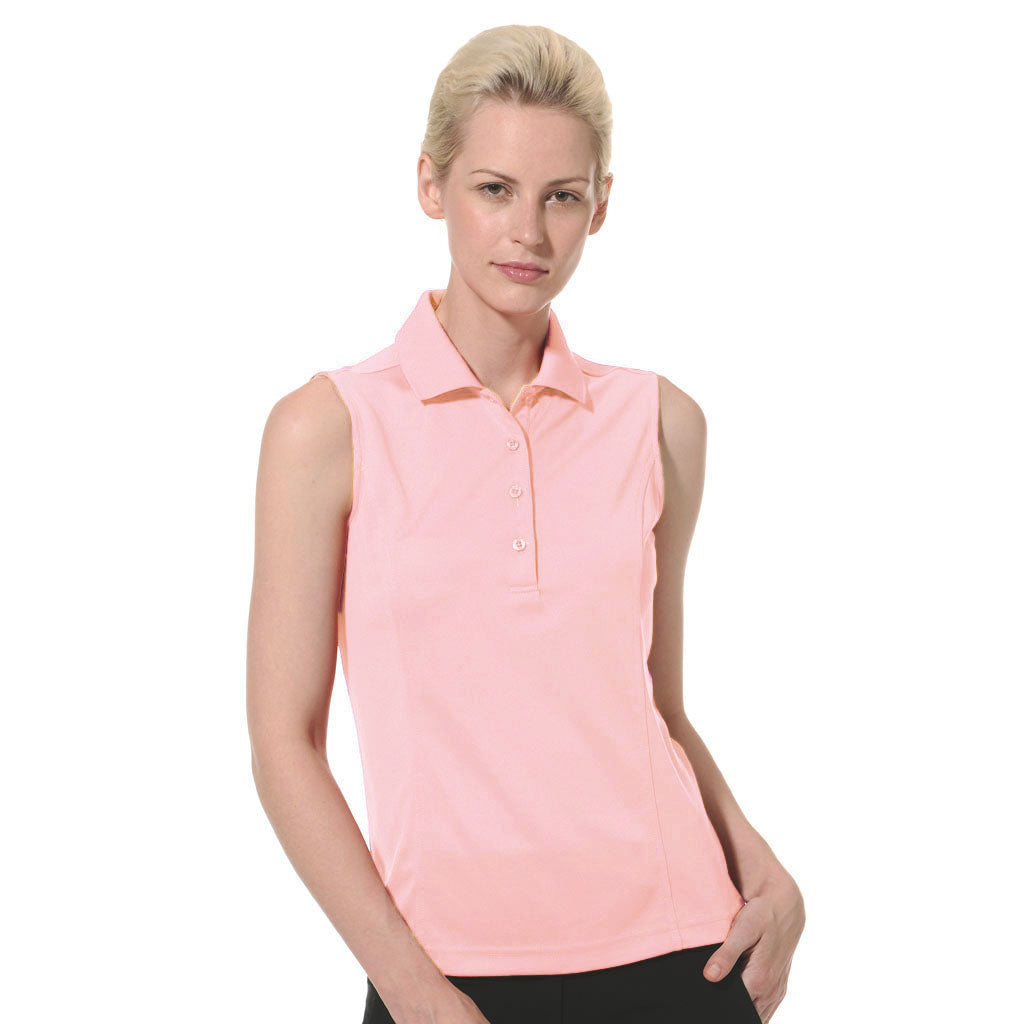 Women's Solid Tailored Sleeveless Polo Shirt - 2672