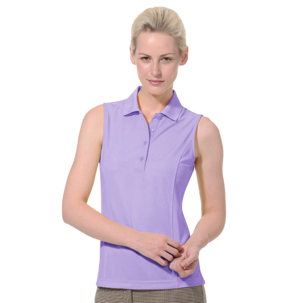 Women's Solid Tailored Sleeveless Polo Shirt - 2672