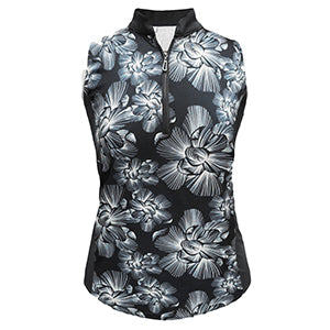 Chalk Floral Print Sleeveless Polo