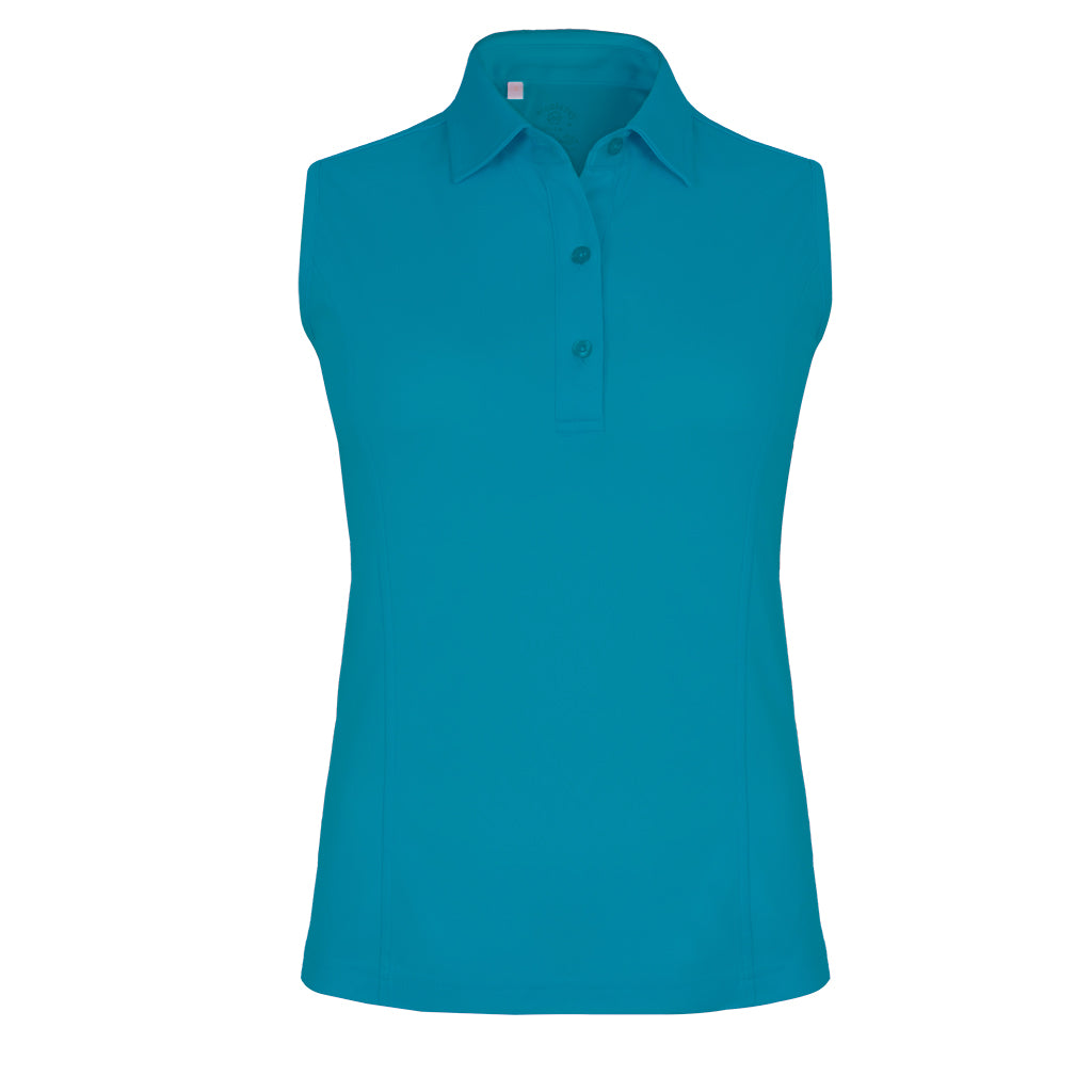 Women's Solid Tailored Sleeveless Polo Shirt - 2672