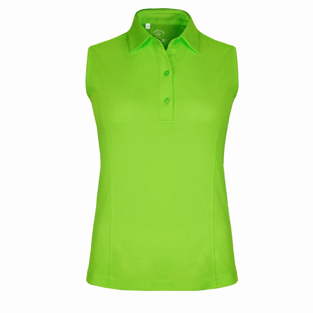 Women's Solid Tailored Sleeveless Polo Shirt - 2672