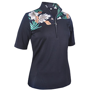 Tropical Print Color Block Polo - 2676