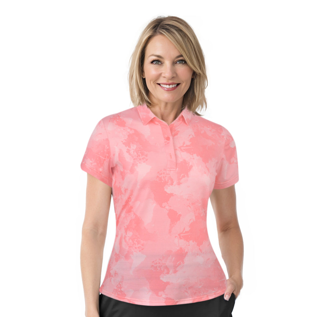 Short Sleeve Abstract Print Polo Shirt - 4530