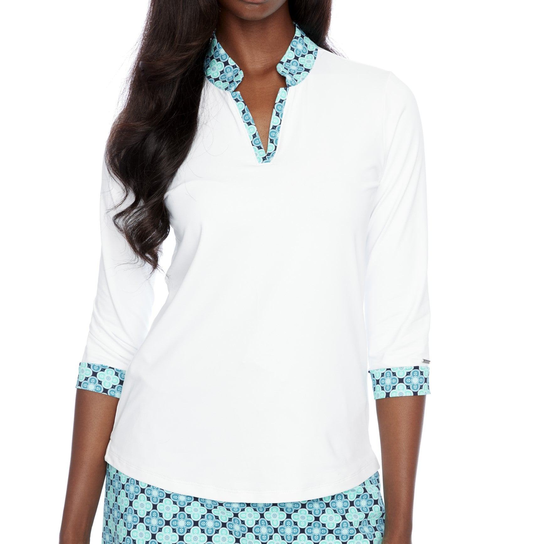 Velocity Tile 3/4 Sleeve V-Neck Polo-6057