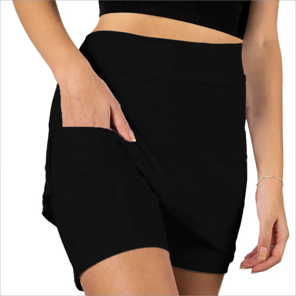 "SOLID BLACK FASHION SKORT"