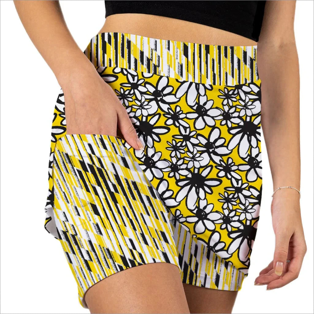 "Oopsy Daisy Yellow and White Skorts - Fashion Skorts"