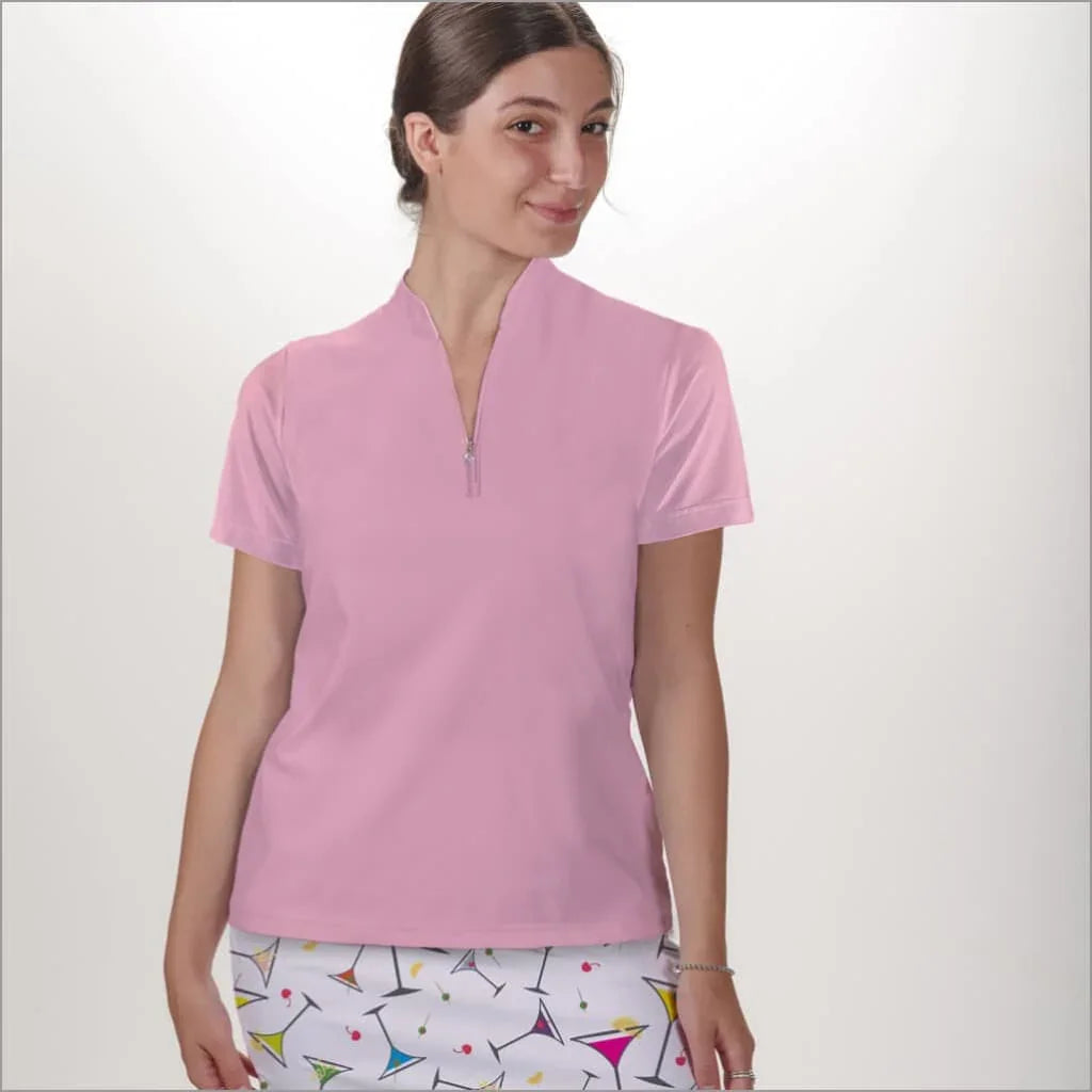 "POLO QUARTER ZIP TOP - Light Pink / xs Shirts & Tops"