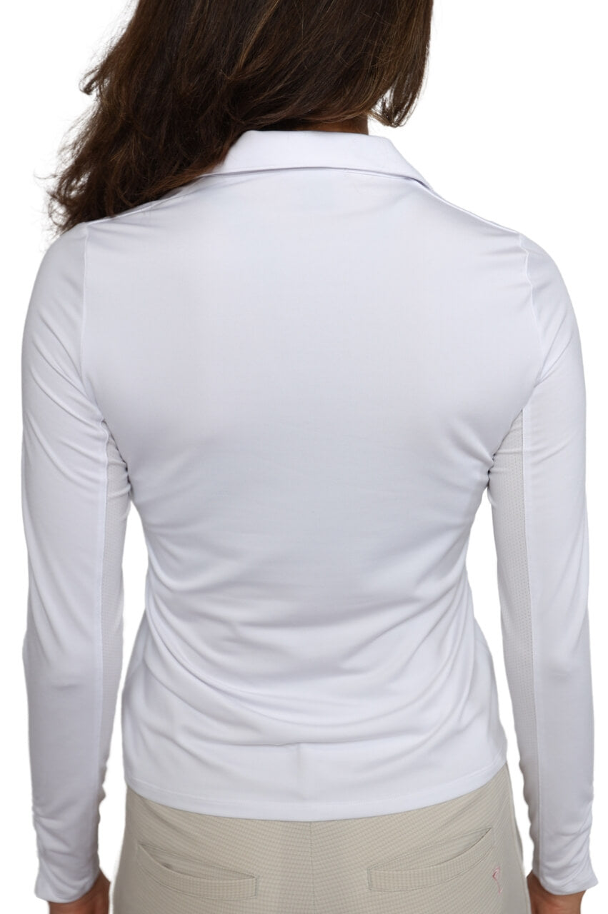 White Long Sleeve Lisa Sport Polo