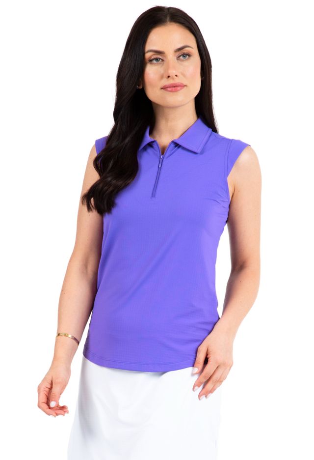 Solid Sleeveless Zip Polo-84000