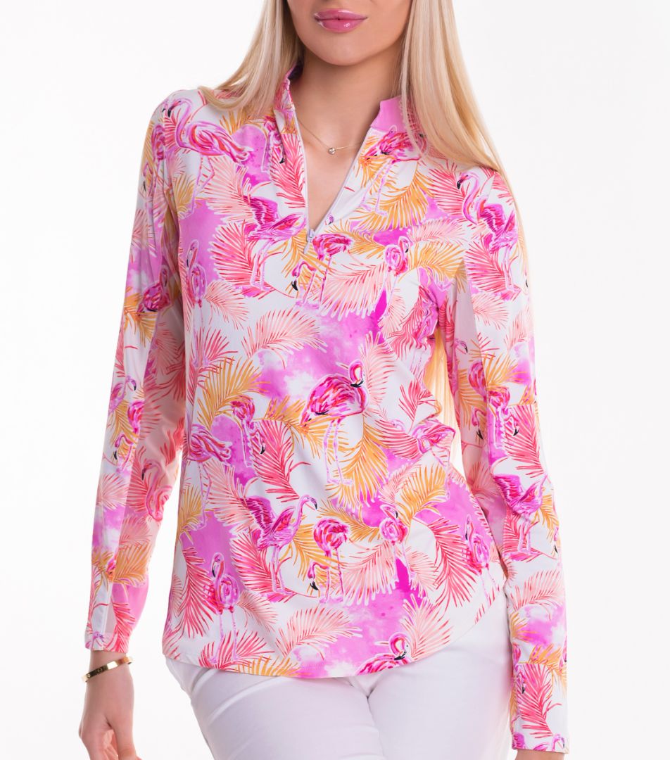 Flamenco Long Sleeve Zip Mock Top