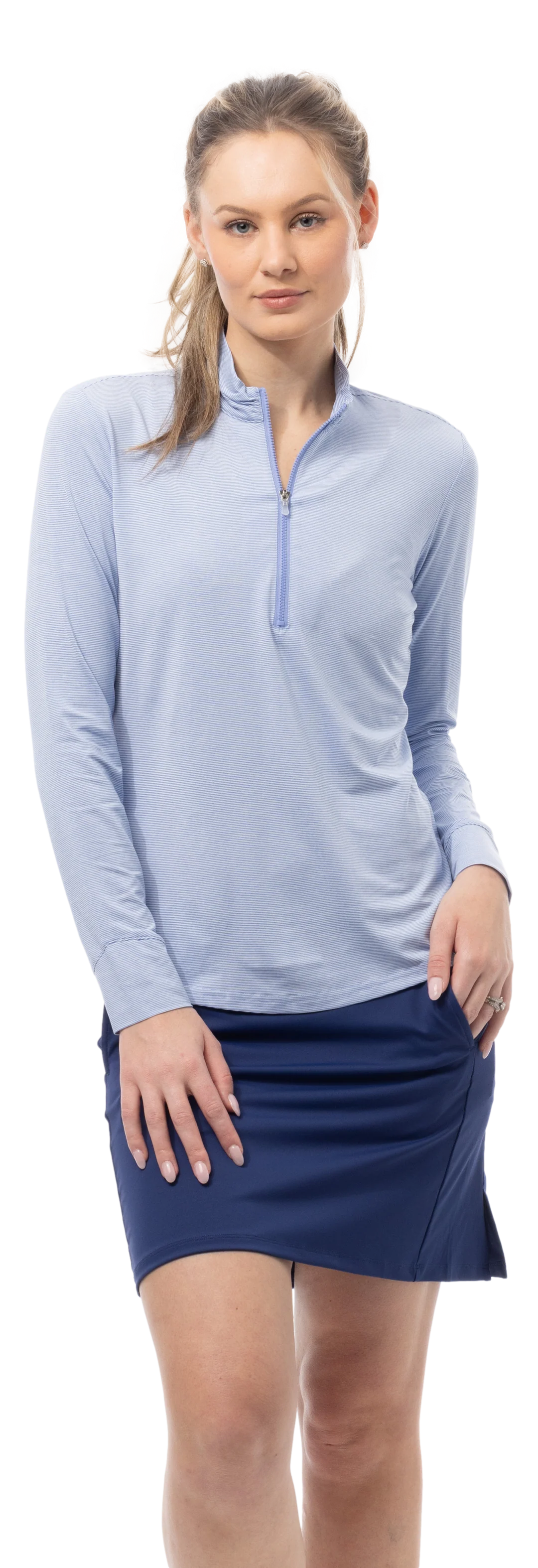 Melange Mini Stripe Long-Sleeve Mock - 900453MM