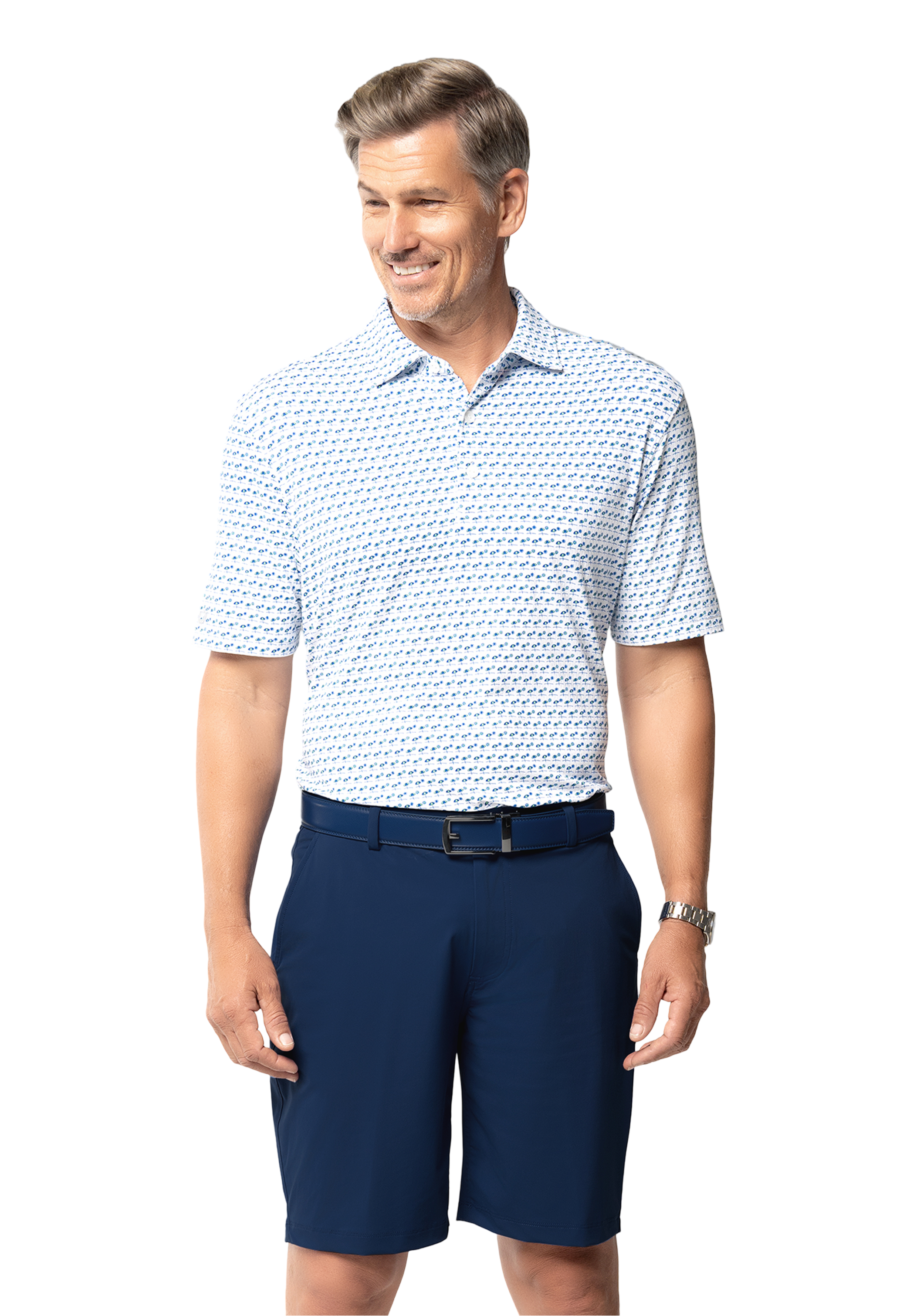 Men's Beach Day Print Short Sleeve Polo (Modern Fit) 94174