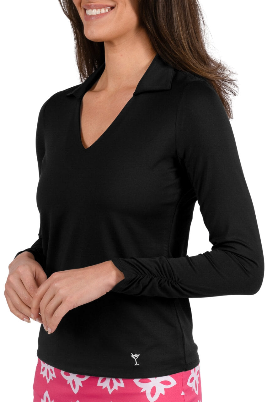 Black Long Sleeve Lisa Sport Polo