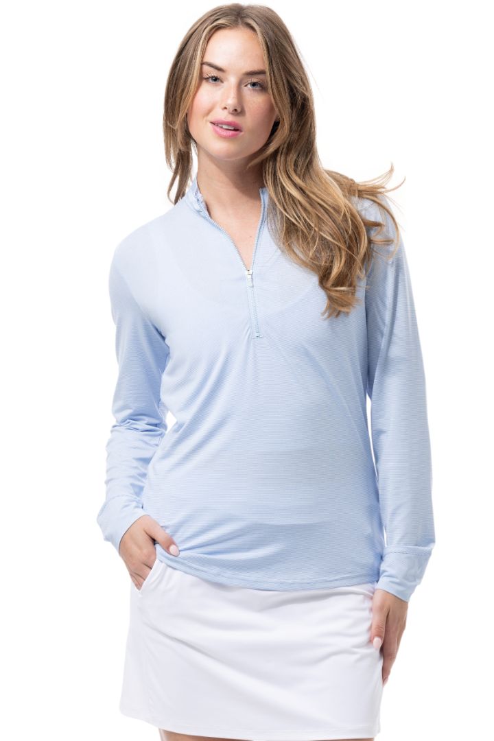 Melange Mini Stripe Long-Sleeve Mock - 900453MM