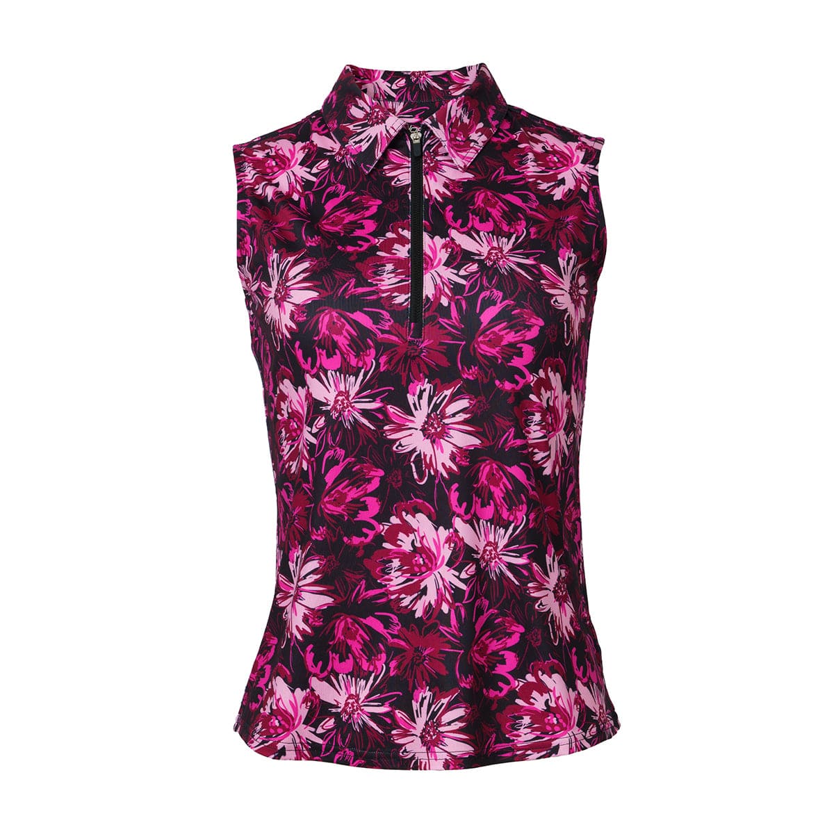 Artsy Floral Sleeveless Polo