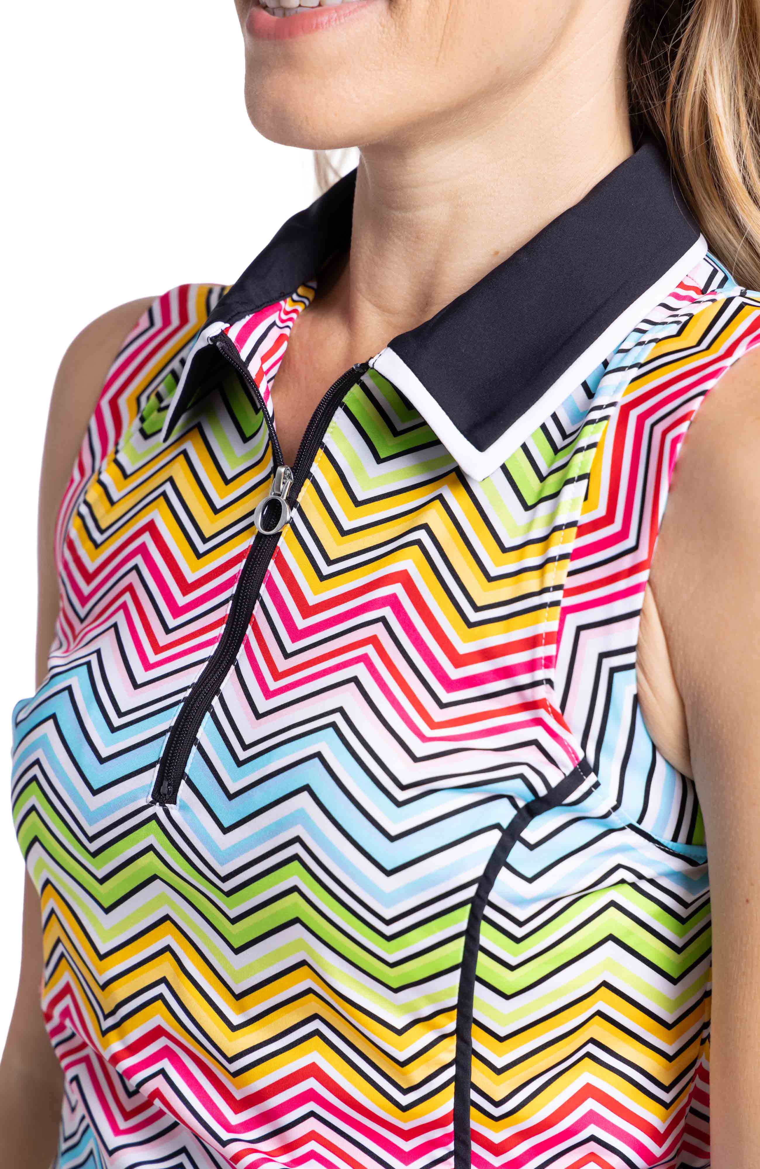 Twilight Sleeveless Golf Top - Summer Herringbone