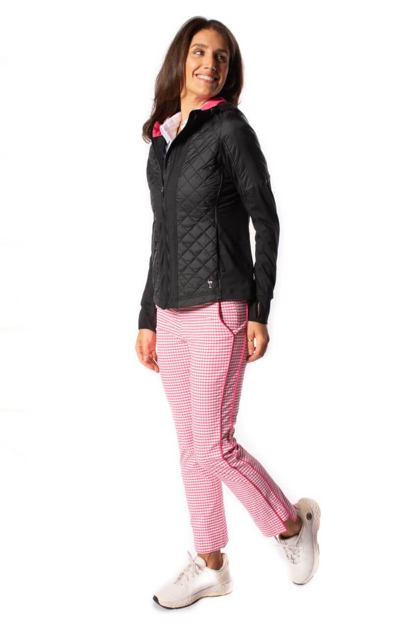 Hot Pink/White Checkered Stretch Ankle Pant