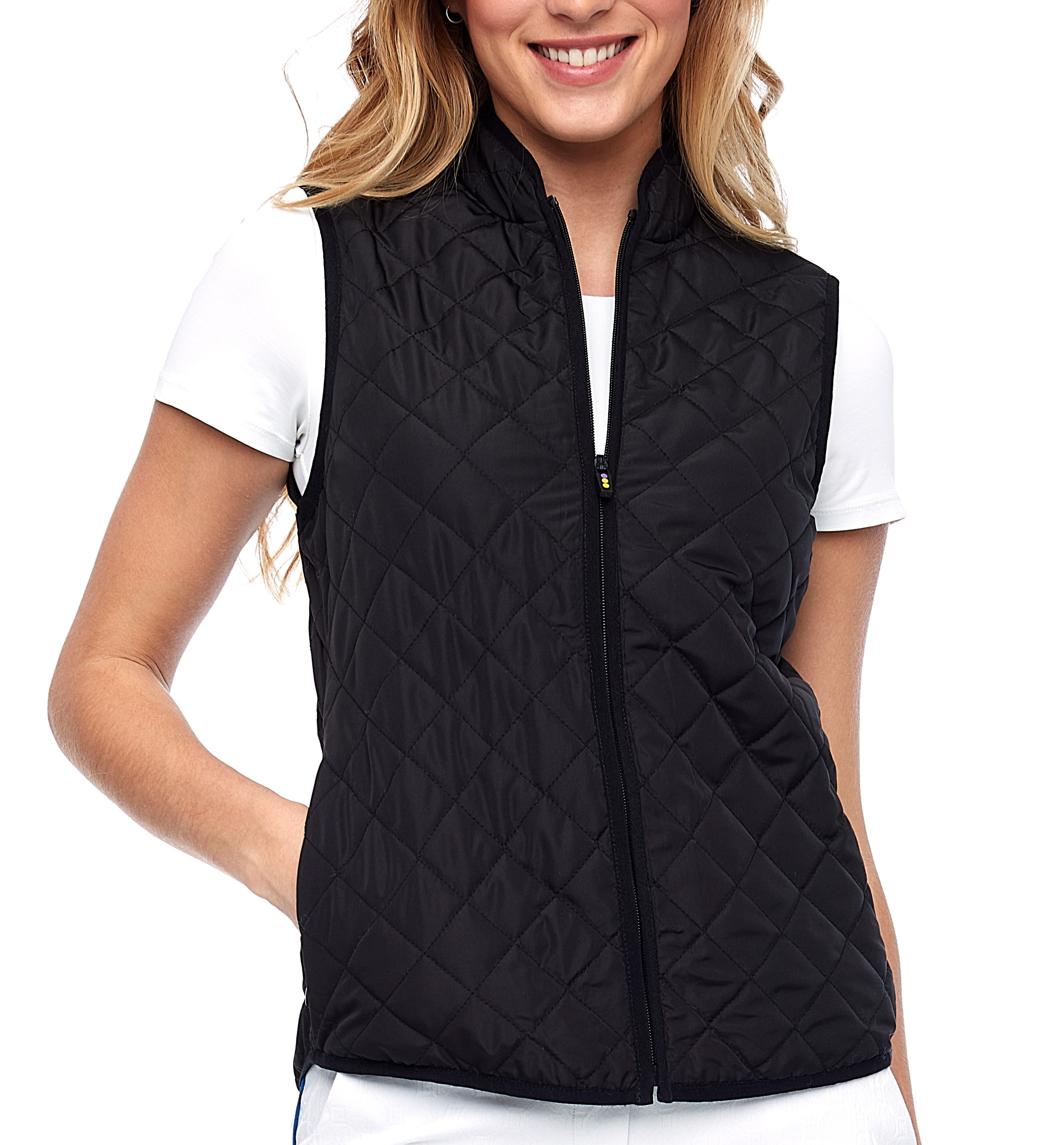 Solid Quilted Zippered Vest-J8004