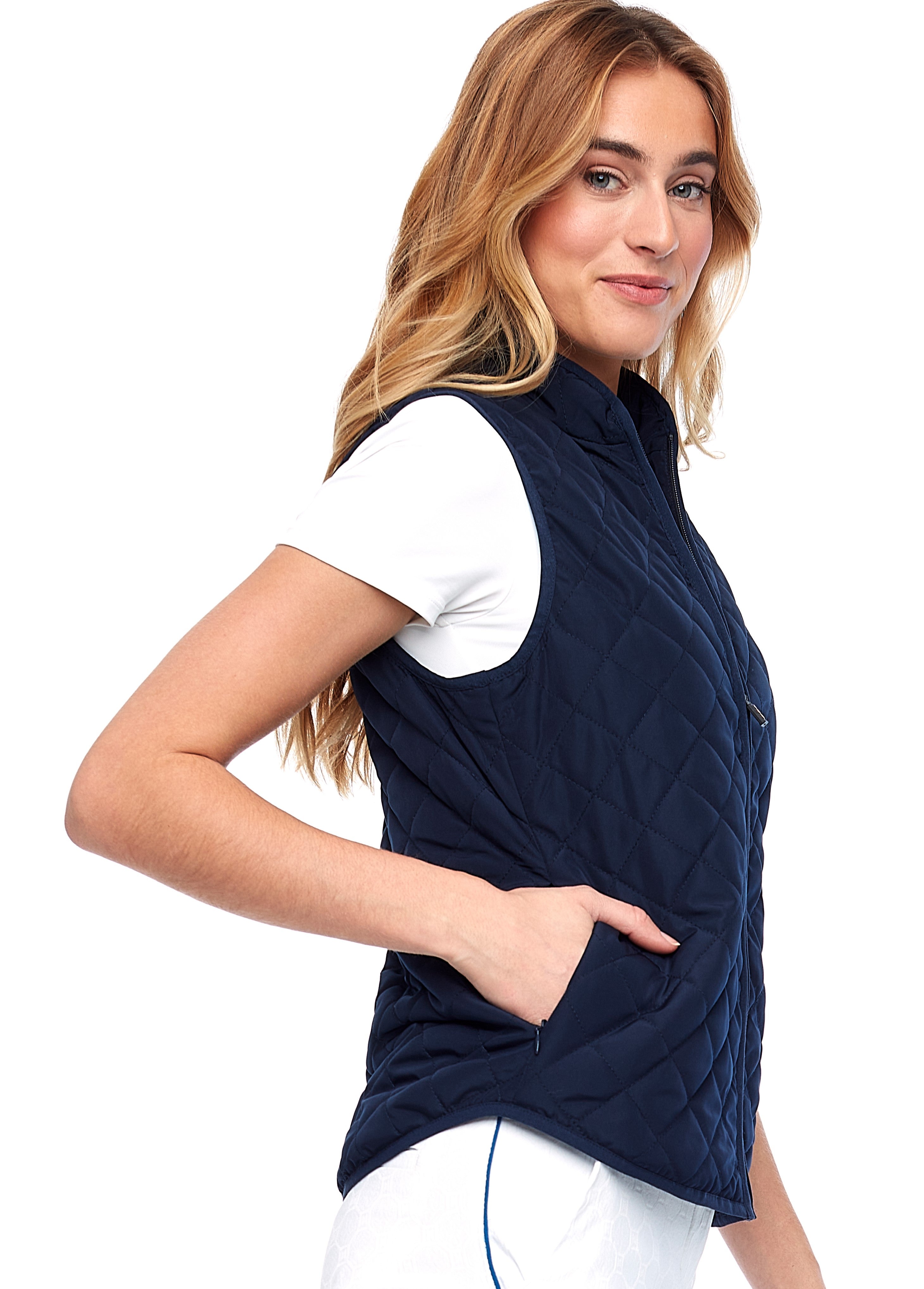 Solid Quilted Zippered Vest-J8004