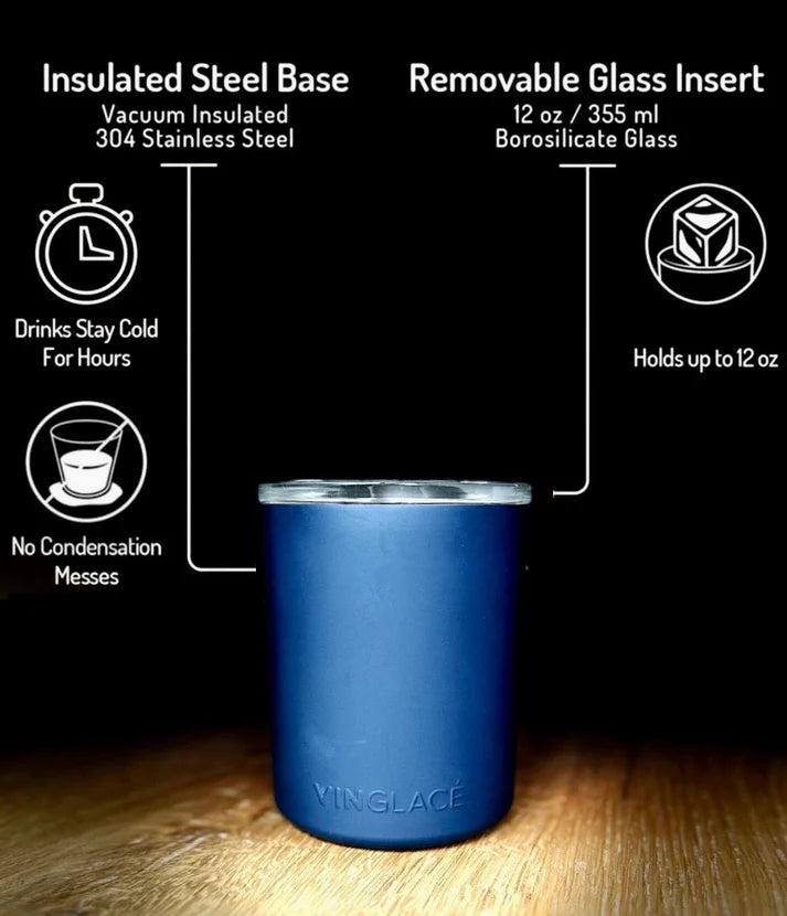 Glass Lined Whiskey Low Ball with Lid