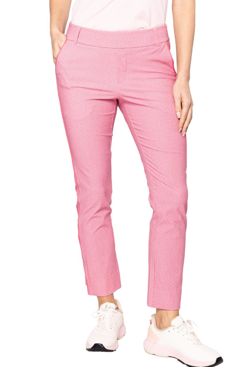 Nantucket Pink Printed Stretch Ankle Pant - GolftiniPant