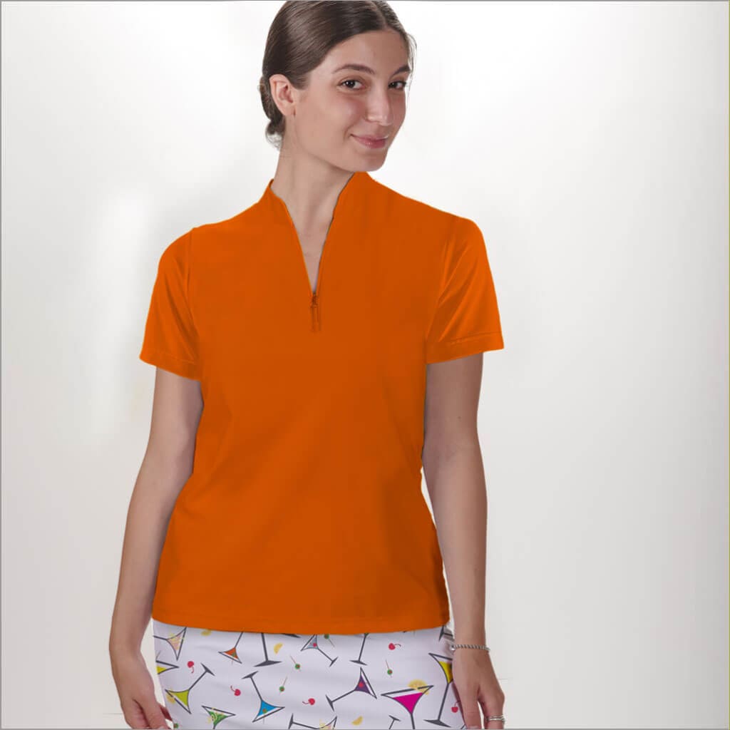 POLO QUARTER ZIP TOP - Orange / xs - Shirts & Tops