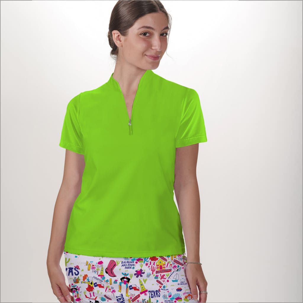 POLO QUARTER ZIP TOP - Neon Green / xs Shirts & Tops