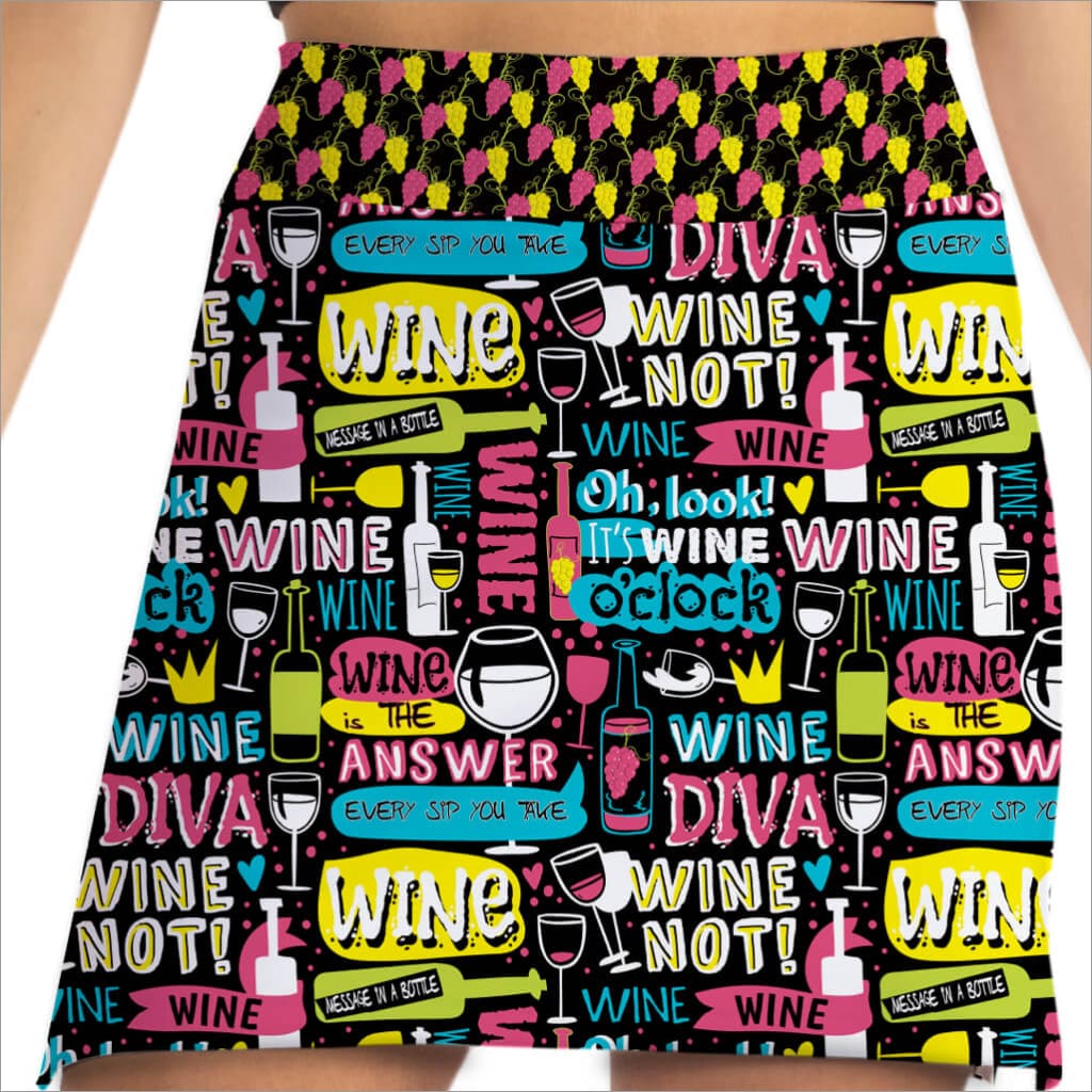 Wine Not Black Pull-Up Golf Skort