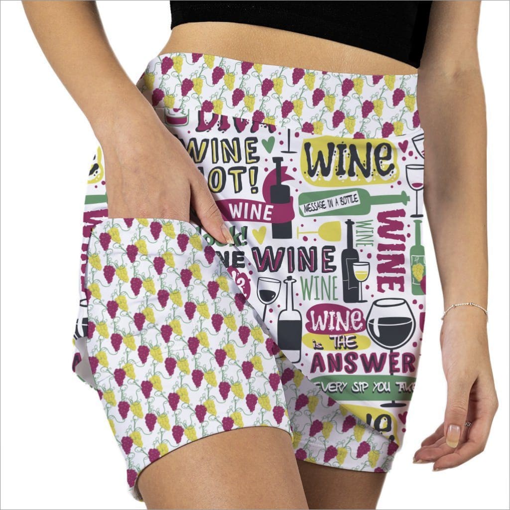 Wine Not Stretch Skort Print - Fashion Skort 